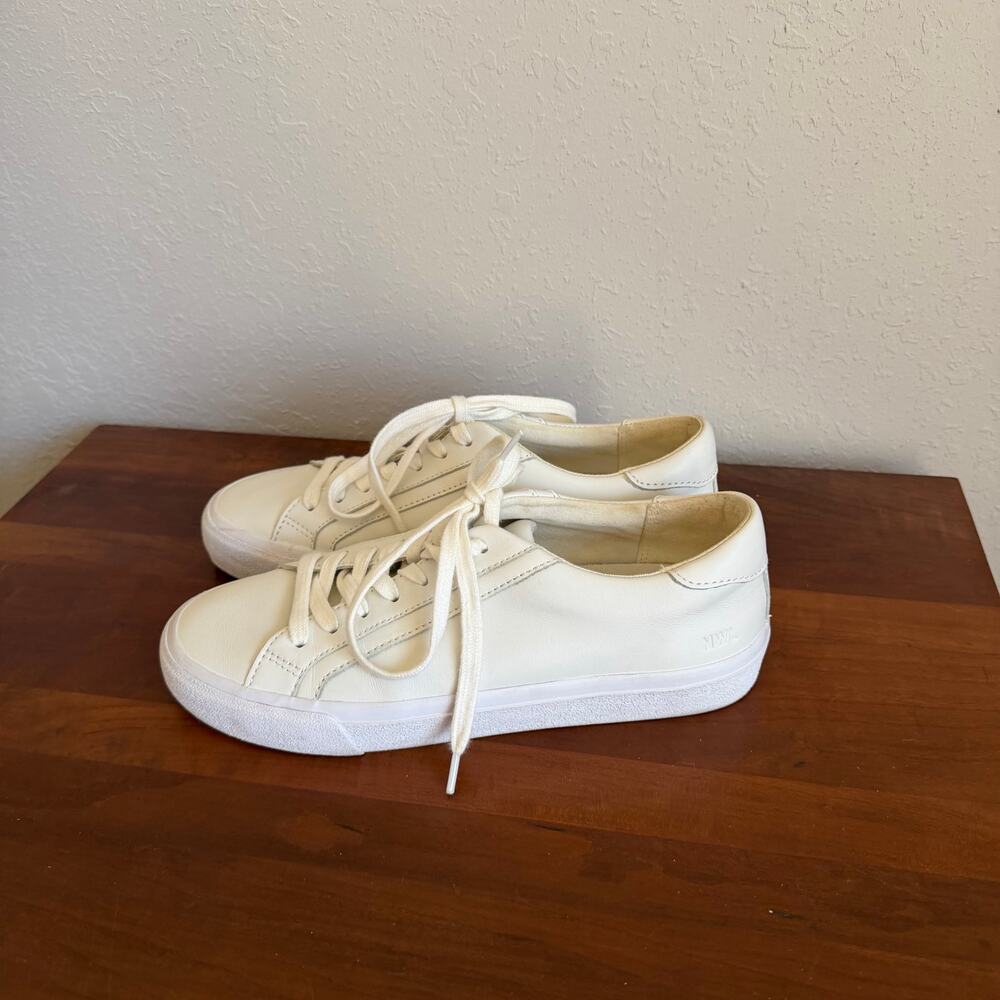 Madewell Sidewalk Low-Top White Leather Lace Up Sneakers Womens 7.5M Classic - Picture 3 of 8